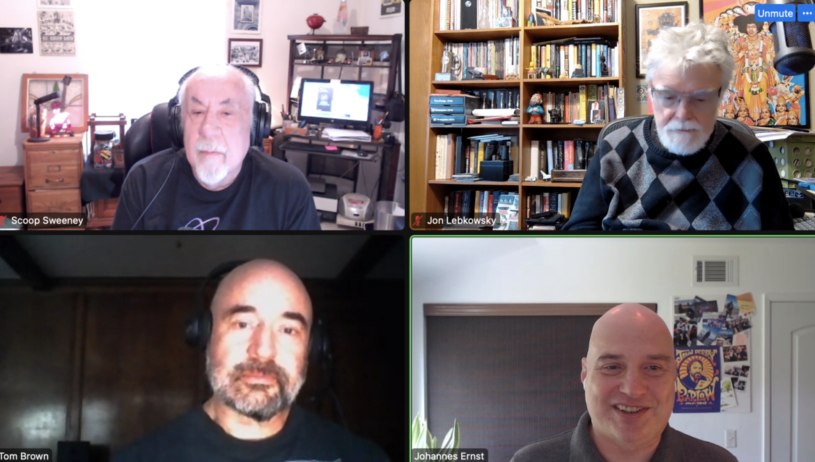 Screenshot of Scoop and Jon (top) with Tom and Johannes (bottom).