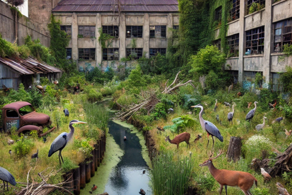 Image suggesting an urban edgelands reclaimed by nature.