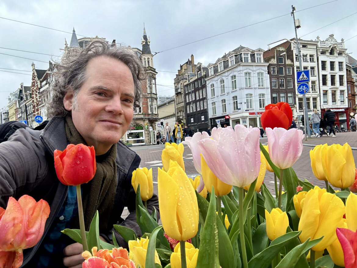 Cool photo of Sumner Erickson with tulips.
