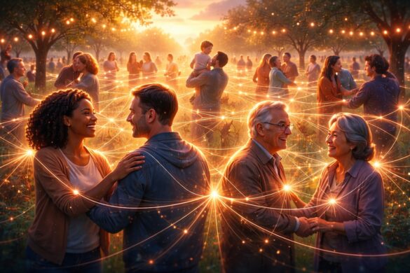 Image suggesting the interconnection of persons via community.