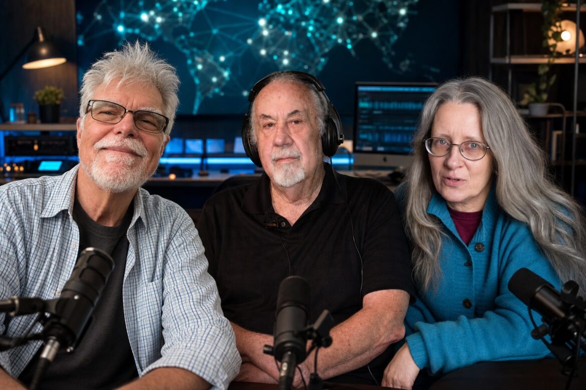 Image of Jon Lebkowsky, Scoop Sweeney, and Wendy Grossman